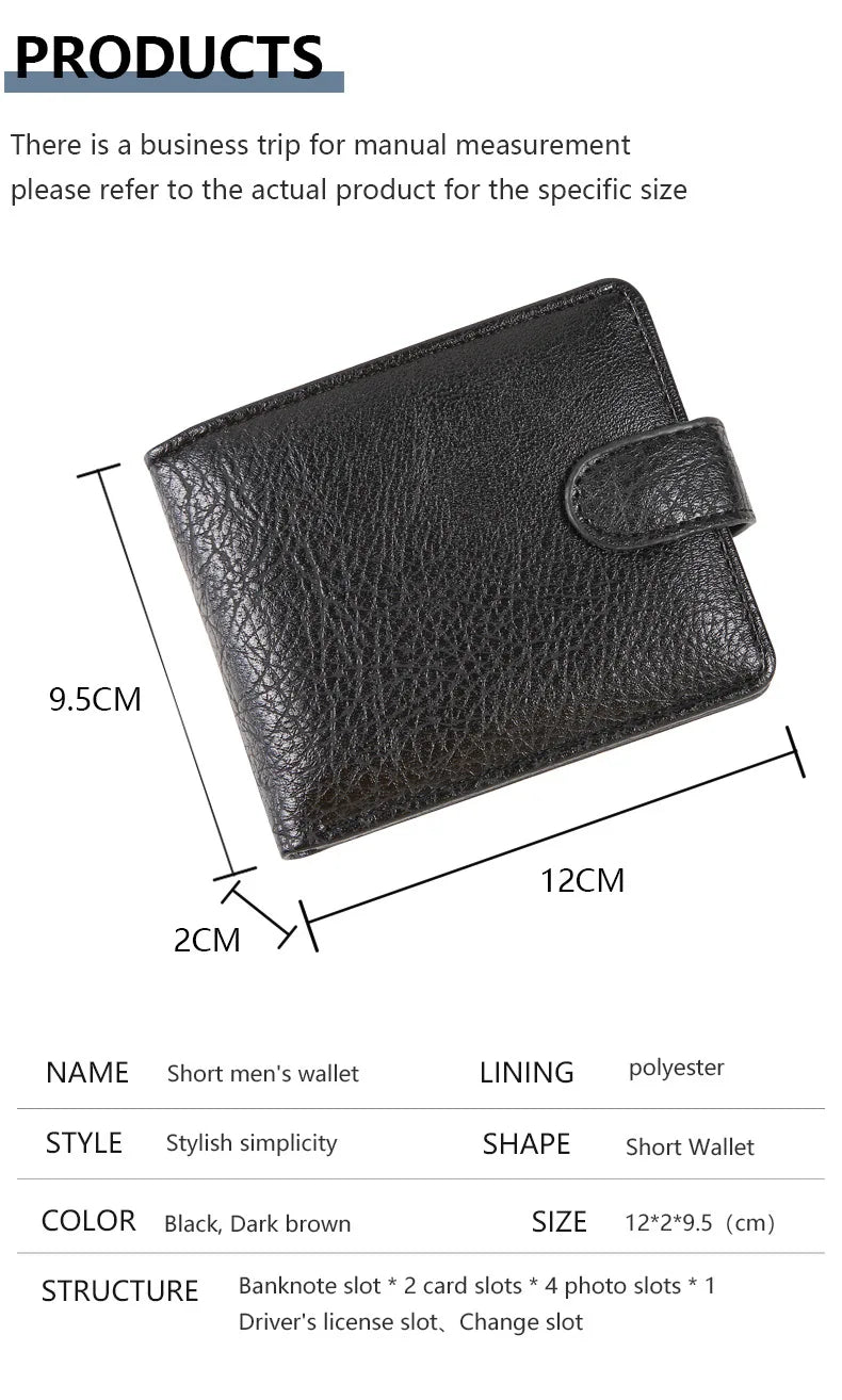 Portefeuille en cuir PU pour homme – Portefeuille bifold slim avec porte-cartes, porte-monnaie et fermeture à boucle — photo 5