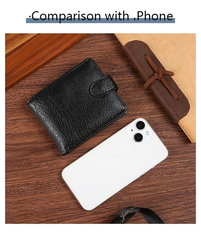 Portefeuille en cuir PU pour homme – Portefeuille bifold slim avec porte-cartes, porte-monnaie et fermeture à boucle — photo 6 Image