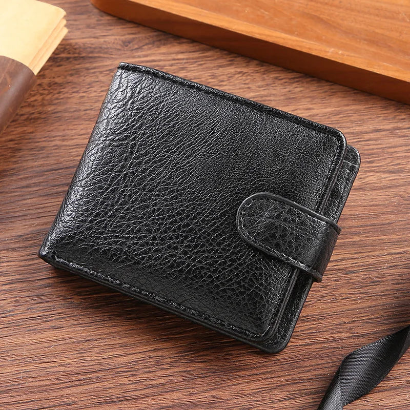 Portefeuille en cuir PU pour homme – Portefeuille bifold slim avec porte-cartes, porte-monnaie et fermeture à boucle — photo 7 Image