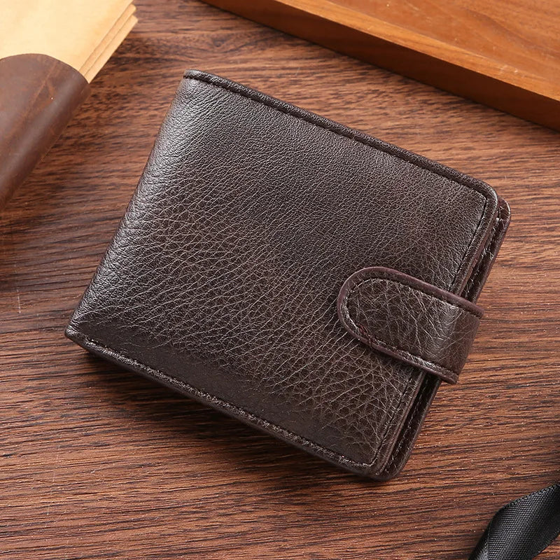 Portefeuille en cuir PU pour homme – Portefeuille bifold slim avec porte-cartes, porte-monnaie et fermeture à boucle — photo 8