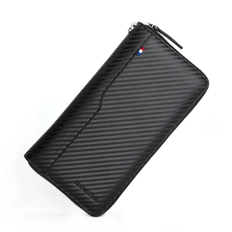 Portefeuille long en cuir véritable – Portefeuille RFID avec fermeture éclair, porte-cartes et poche à monnaie — photo 10