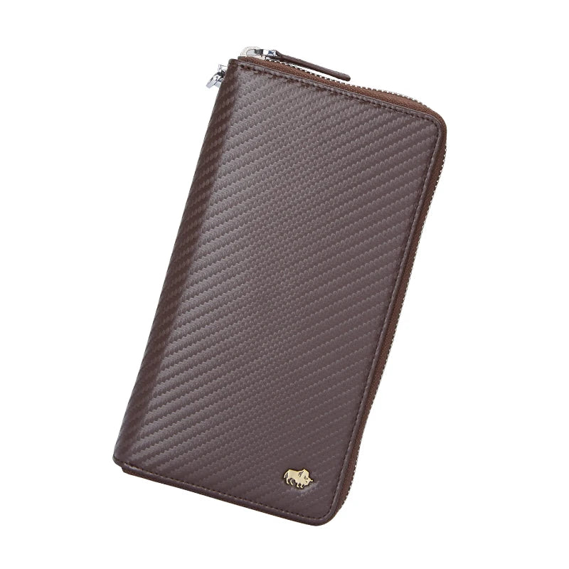 Portefeuille long en cuir véritable – Portefeuille RFID avec fermeture éclair, porte-cartes et poche à monnaie — photo 8