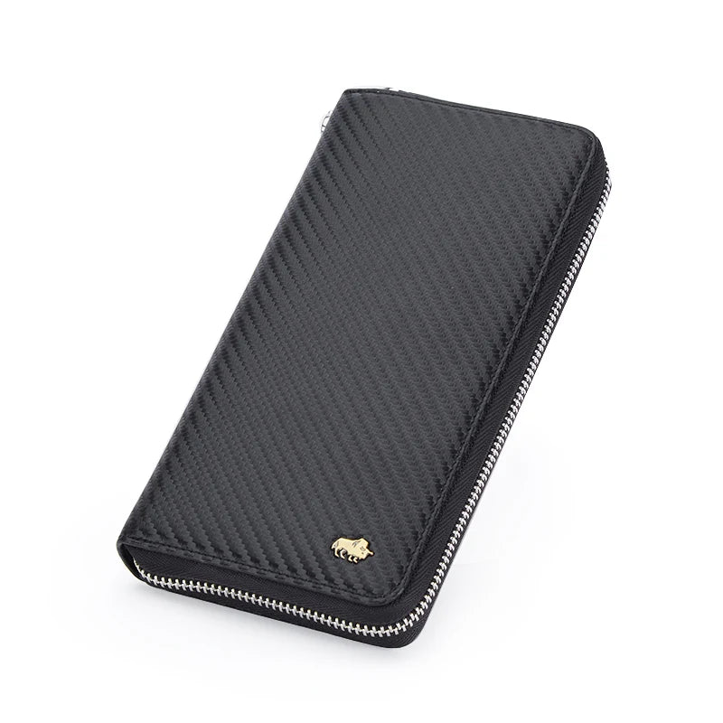 Portefeuille long en cuir véritable – Portefeuille RFID avec fermeture éclair, porte-cartes et poche à monnaie — photo 9