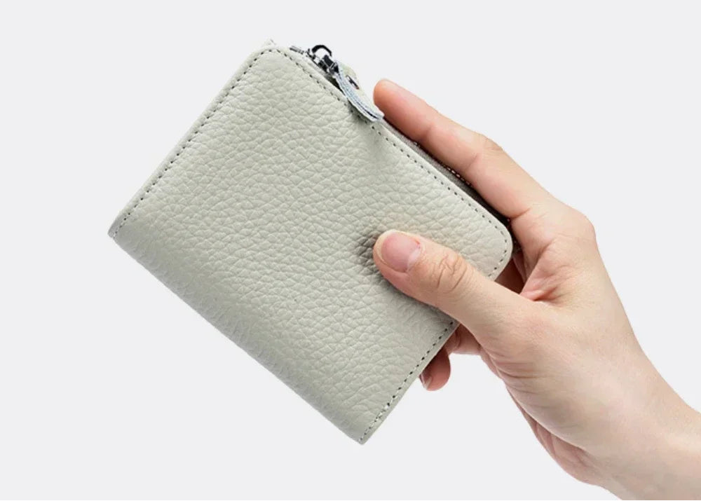 Portefeuille cuir véritable RFID compact zippé porte-cartes et monnaie unisexe — photo 4