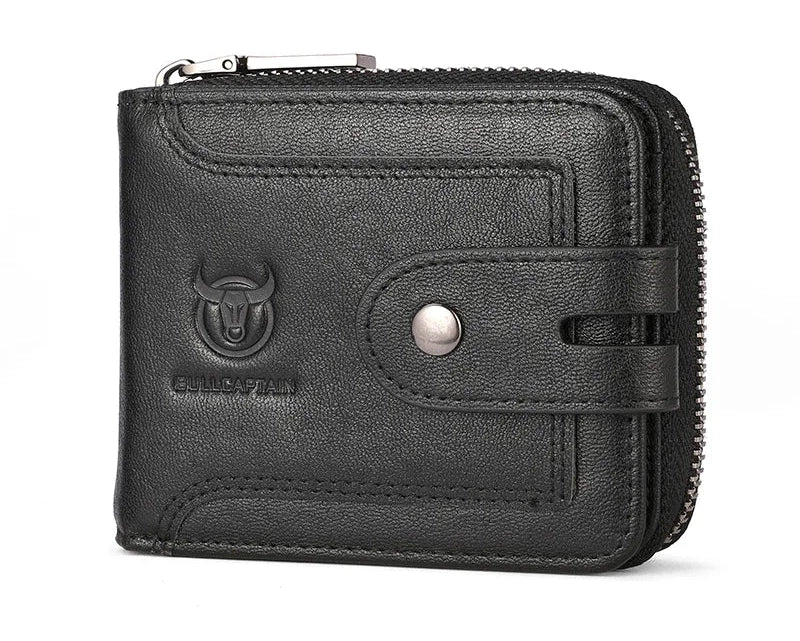 Portefeuille homme cuir véritable RFID multifonction zip et rabat compact — photo 5