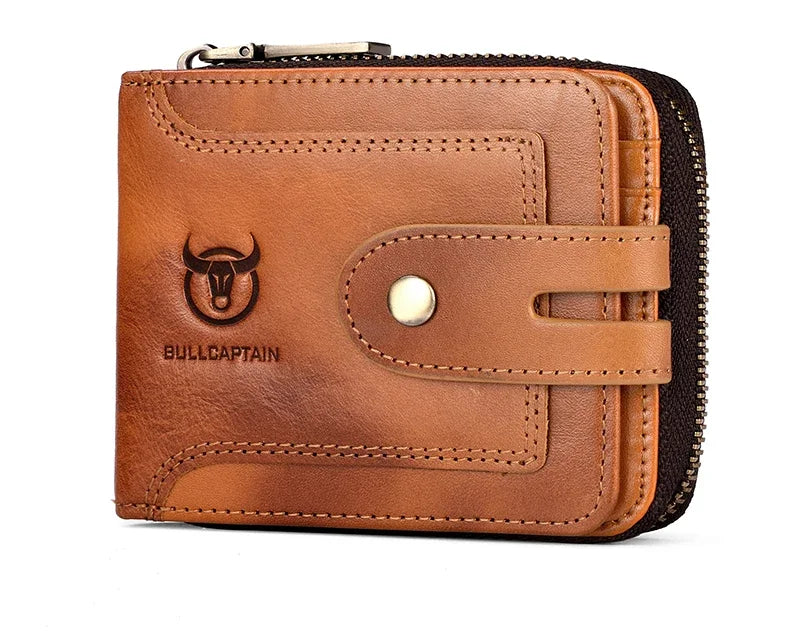 Portefeuille homme cuir véritable RFID multifonction zip et rabat compact — photo 6
