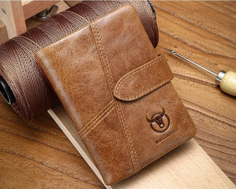 Portefeuille homme en cuir véritable RFID à rabat zippé grande capacité — photo 1
