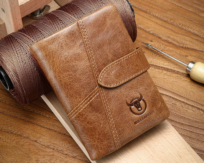 Portefeuille homme en cuir véritable RFID à rabat zippé grande capacité — photo 10 Image
