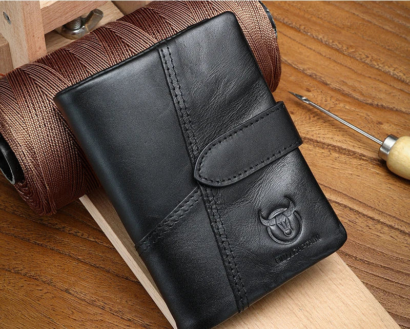 Portefeuille homme en cuir véritable RFID à rabat zippé grande capacité — photo 2 Image