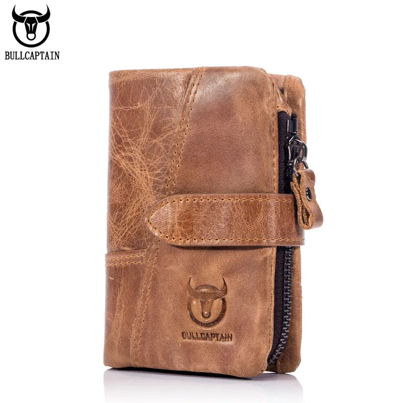 Portefeuille homme en cuir véritable RFID à rabat zippé grande capacité — photo 3