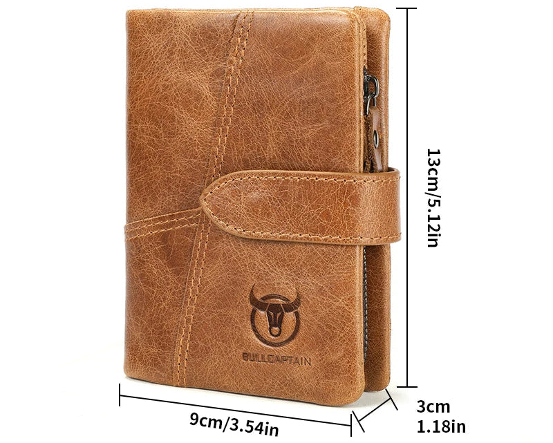 Portefeuille homme en cuir véritable RFID à rabat zippé grande capacité — photo 4