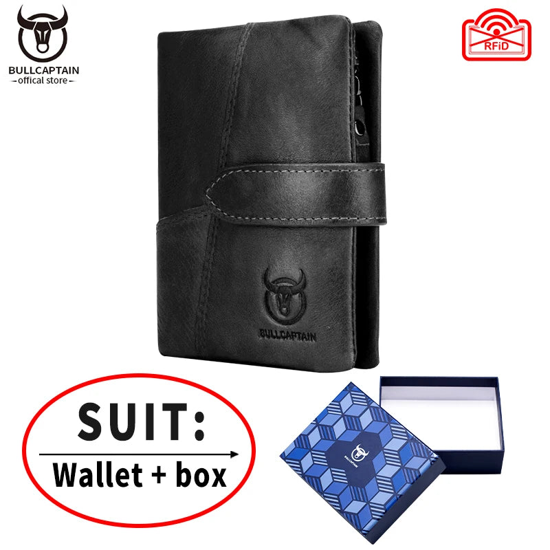 Portefeuille homme en cuir véritable RFID à rabat zippé grande capacité — photo 8