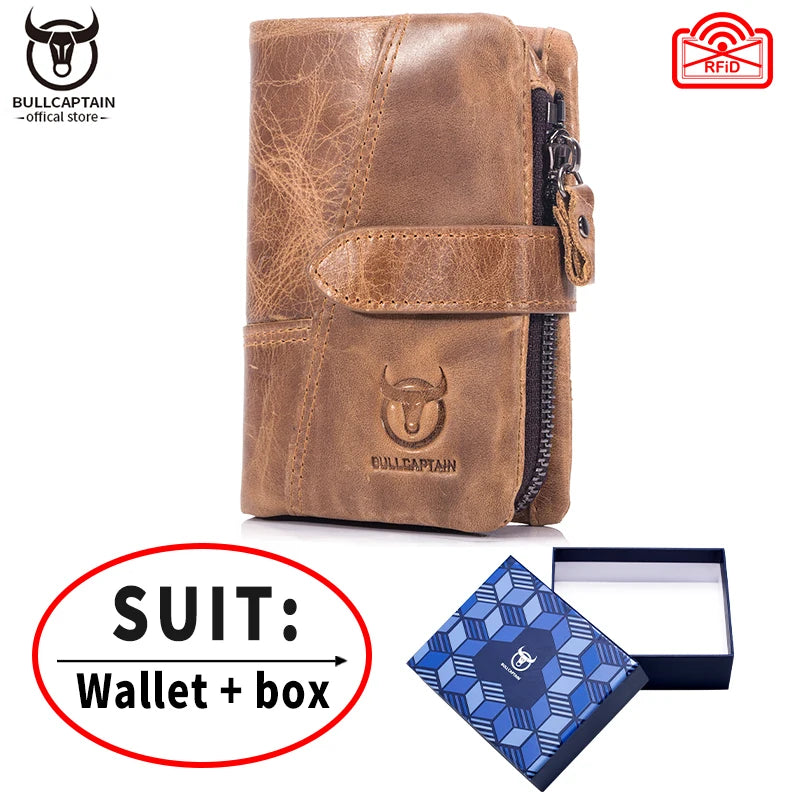 Portefeuille homme en cuir véritable RFID à rabat zippé grande capacité — photo 9