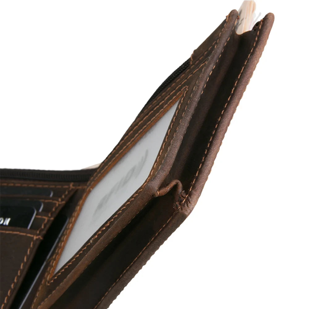 Portefeuille en cuir véritable avec protection RFID pour homme – Portefeuille vintage avec compartiments pour cartes et monnaie — photo 6