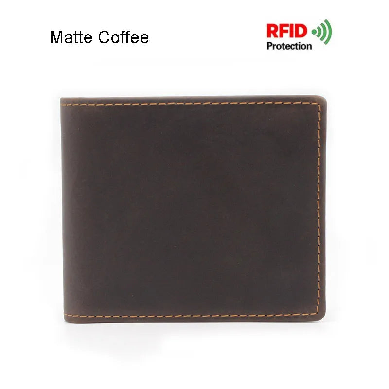 Portefeuille en cuir véritable avec protection RFID pour homme – Portefeuille vintage avec compartiments pour cartes et monnaie — photo 7
