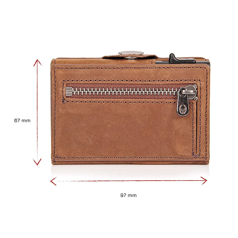 Portefeuille cuir véritable RFID pop-up compact avec porte-cartes sécurisé — photo 3