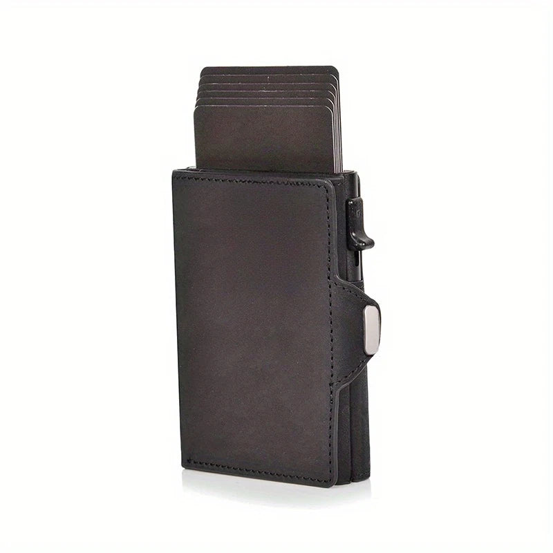 Portefeuille cuir véritable RFID pop-up compact avec porte-cartes sécurisé — photo 6