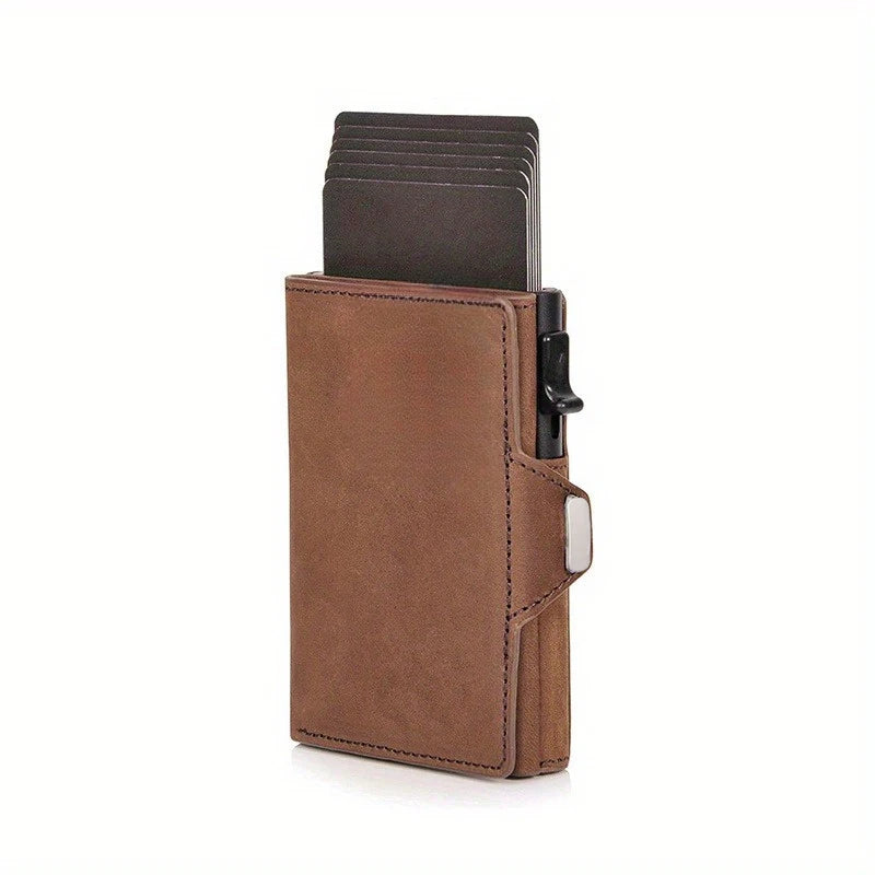 Portefeuille cuir véritable RFID pop-up compact avec porte-cartes sécurisé — photo 9