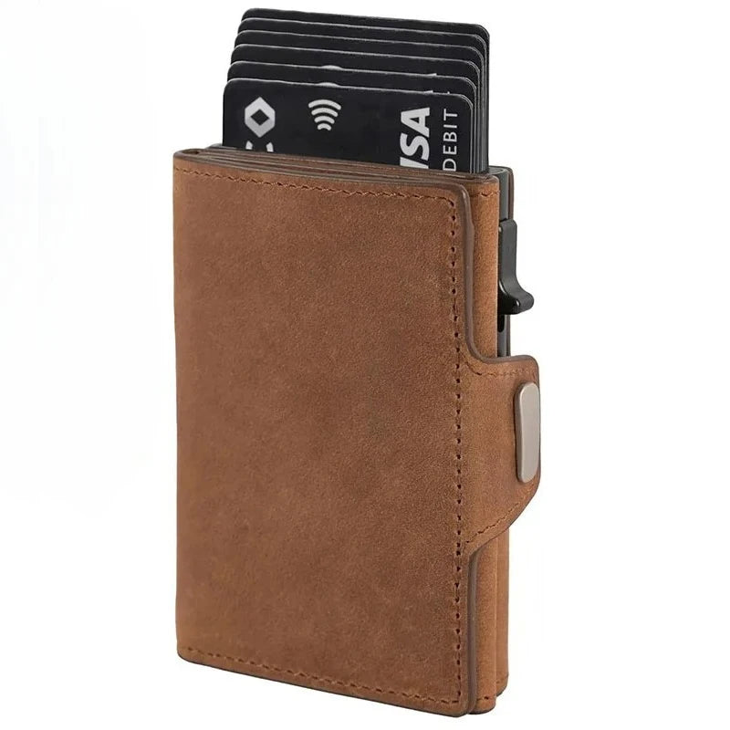 Portefeuille porte-carte en cuir véritable et aluminium avec poche monnaie — photo 4