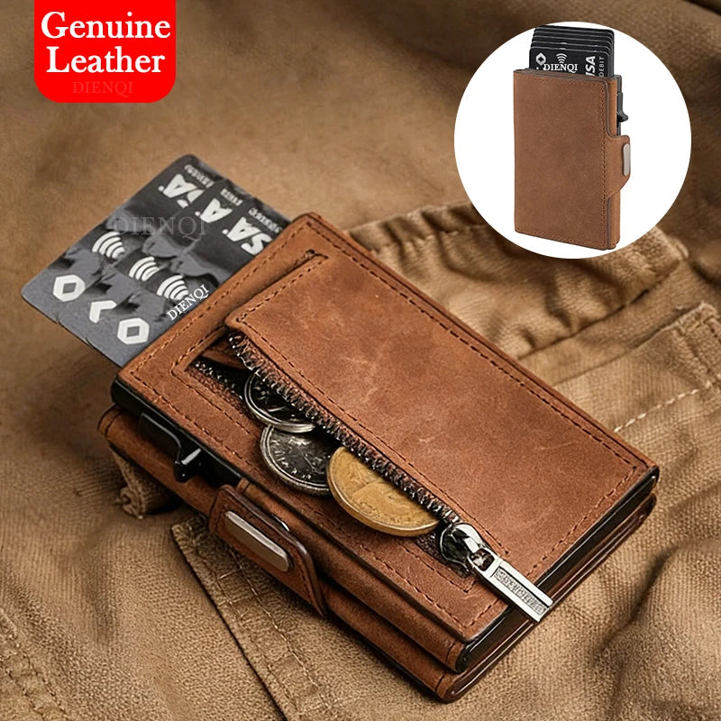 Portefeuille porte-carte en cuir véritable et aluminium avec poche monnaie — photo 6
