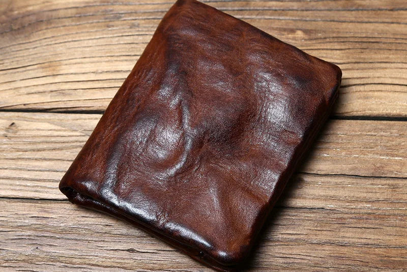 Portefeuille cuir véritable vachette rétro compact avec zip et porte-monnaie — photo 3