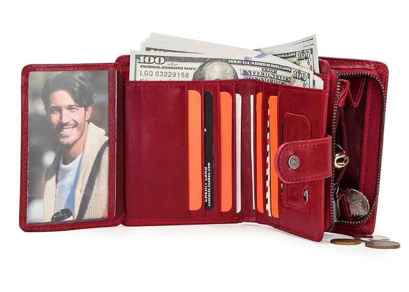 Portefeuille en cuir véritable pour femme et homme avec protection RFID et porte-monnaie — photo 5