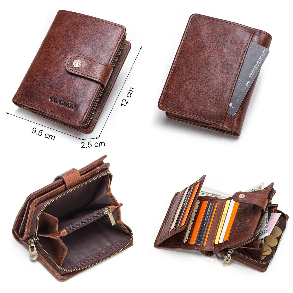 Portefeuille en cuir véritable pour femme et homme avec protection RFID et porte-monnaie — photo 6