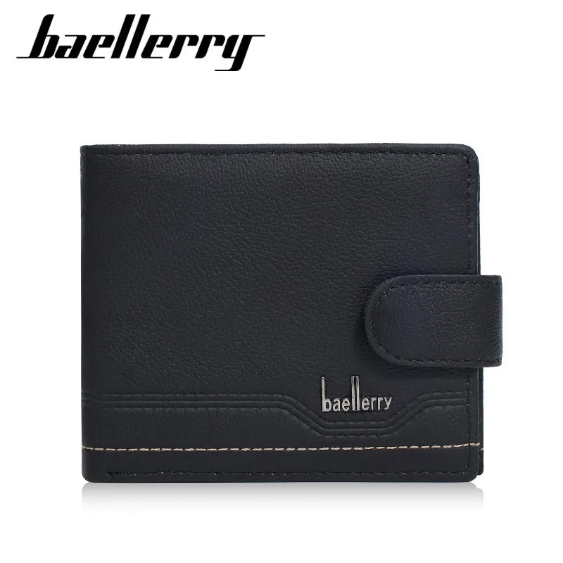 Portefeuille en cuir véritable pour homme – Portefeuille rétro avec fermeture à boucle et poche à monnaie zippée — photo 3