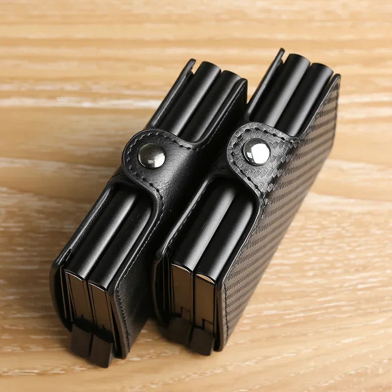 Portefeuille double compartiment aluminium et cuir PU avec protection RFID — photo 1