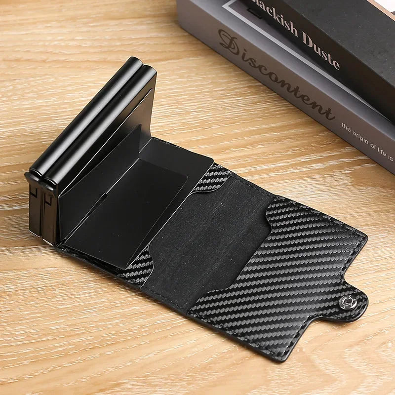 Portefeuille double compartiment aluminium et cuir PU avec protection RFID — photo 3