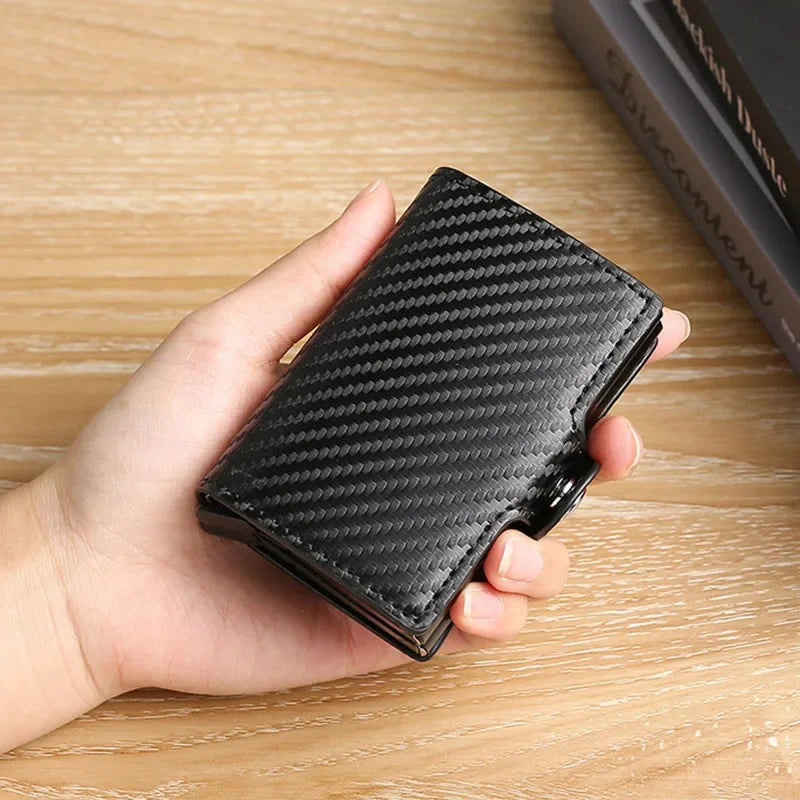 Portefeuille double compartiment aluminium et cuir PU avec protection RFID — photo 4