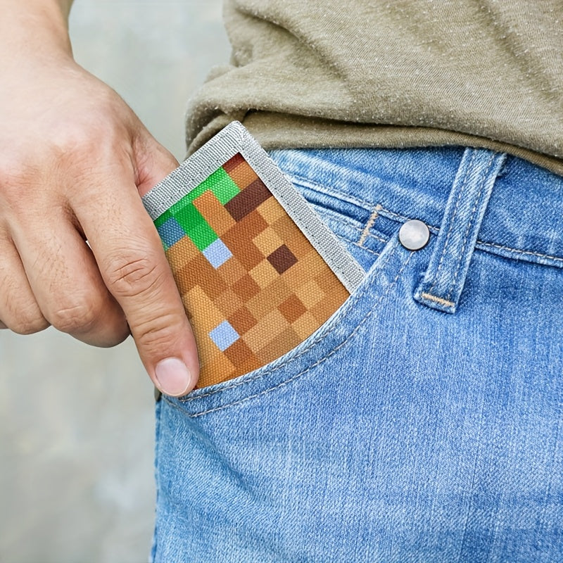 Portefeuille enfant 3 volets pixel avec 4 fentes à cartes