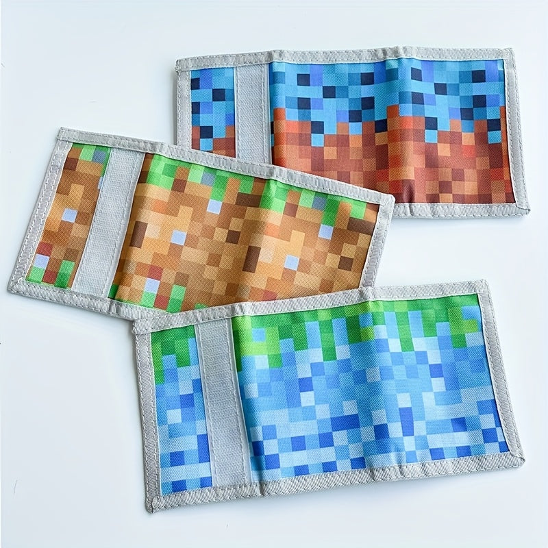 Portefeuille enfant 3 volets pixel avec 4 fentes à cartes