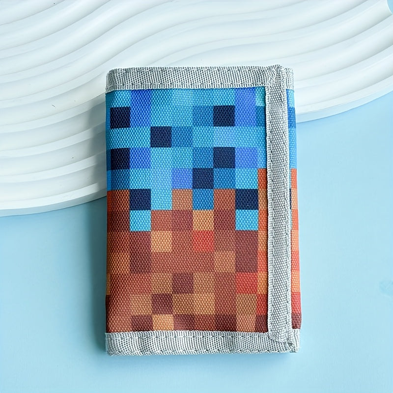 Portefeuille enfant 3 volets pixel avec 4 fentes à cartes