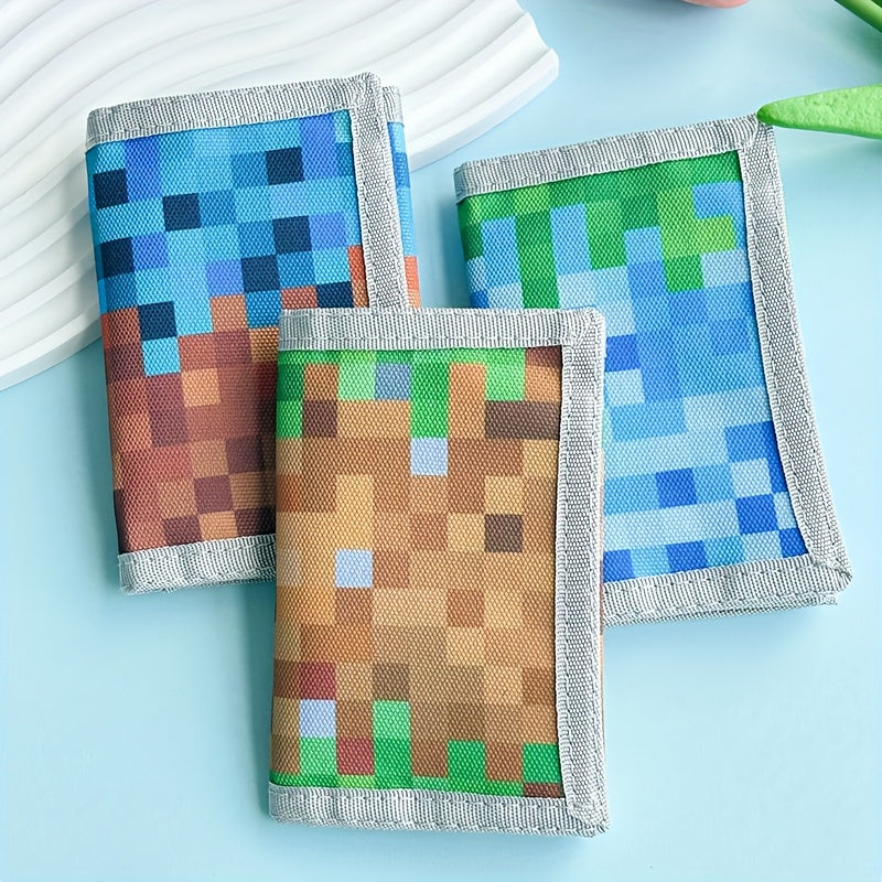 Portefeuille enfant 3 volets pixel avec 4 fentes à cartes