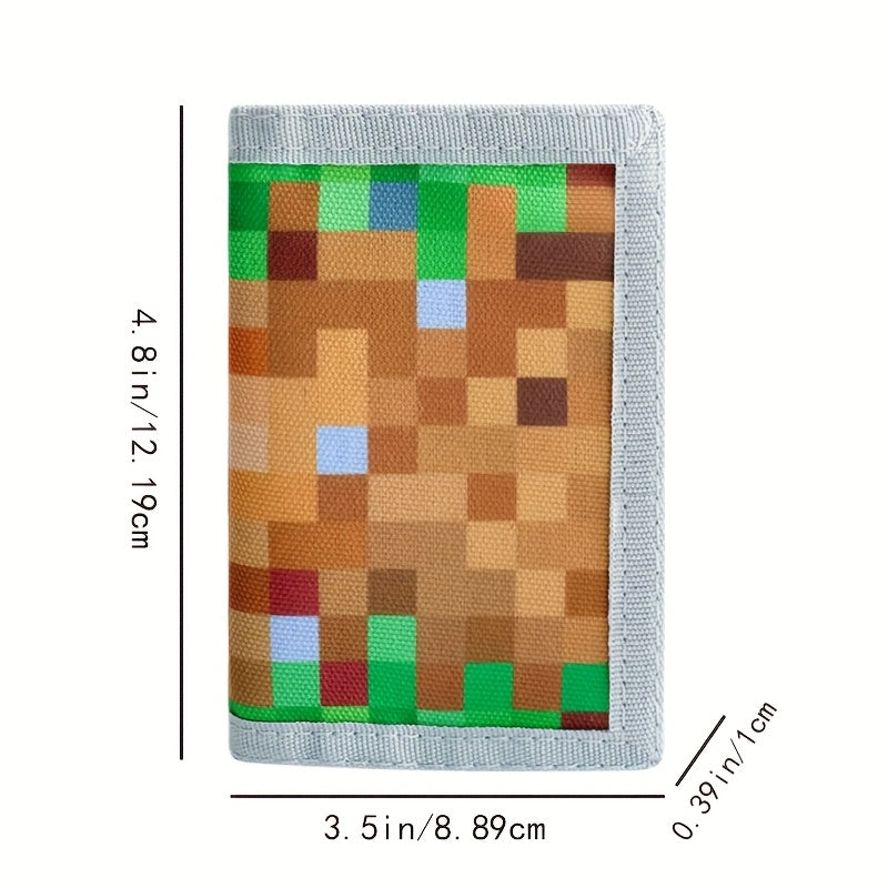 Portefeuille enfant 3 volets pixel avec 4 fentes à cartes