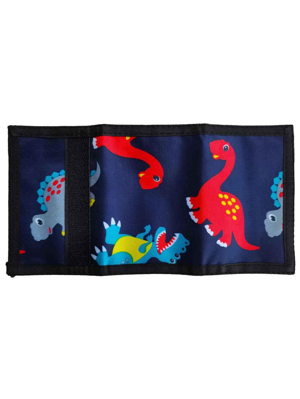 Portefeuille enfant dinosaure en polyester avec poche monnaie et fermeture scratch — photo 3