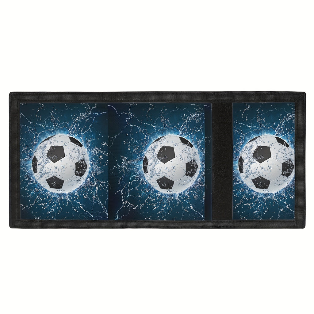 Portefeuille enfant 3 volets football, fenêtre transparente