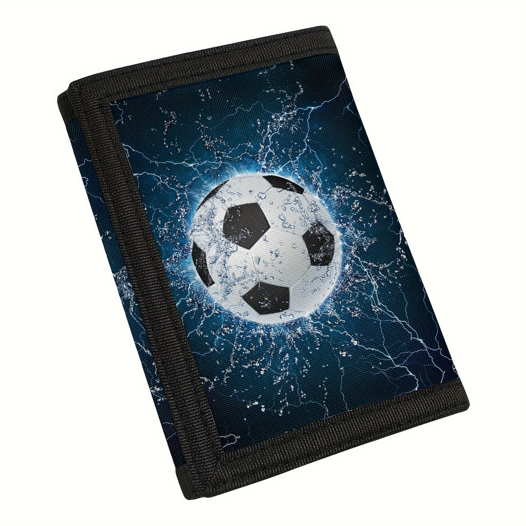 Portefeuille enfant 3 volets football, fenêtre transparente