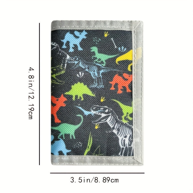 Portefeuille enfant garçon 3 volets imprimé dinosaures ou ballons