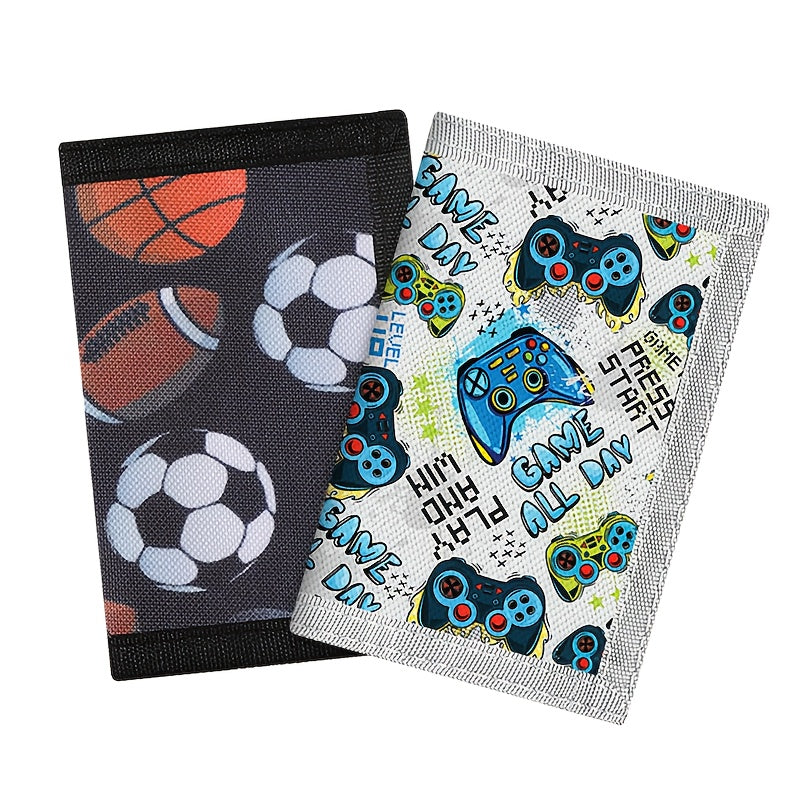 Portefeuille enfant garçon 3 volets, lot de 2 imprimés au choix