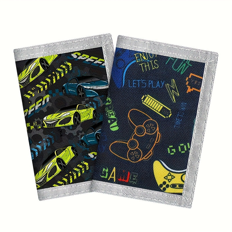 Portefeuille enfant garçon 3 volets, lot de 2 imprimés au choix