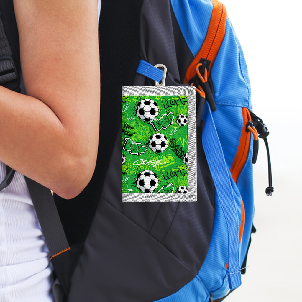 Portefeuille enfant garçon football 3 volets avec porte-clés