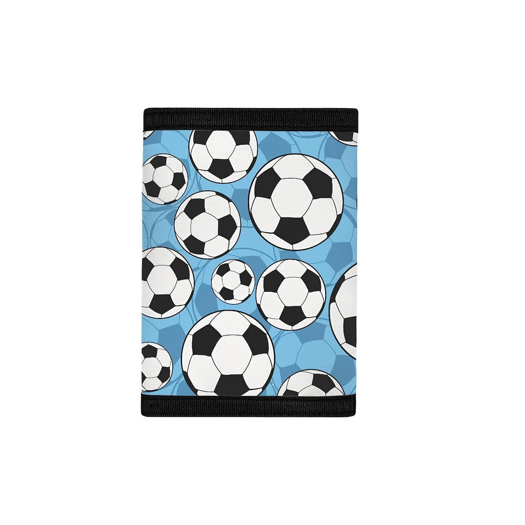 Portefeuille enfant garçon 3 volets toile motif ballons de foot