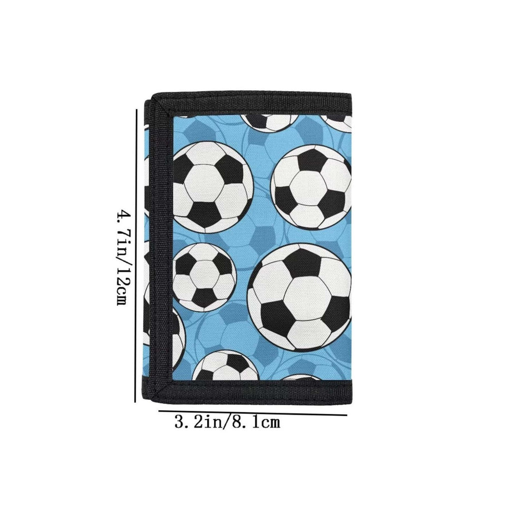 Portefeuille enfant garçon 3 volets toile motif ballons de foot