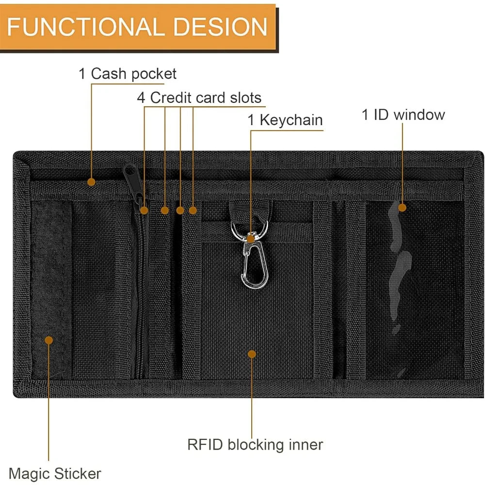 Portefeuille enfant en toile polyester RFID pour garçon avec fermeture scratch — photo 4