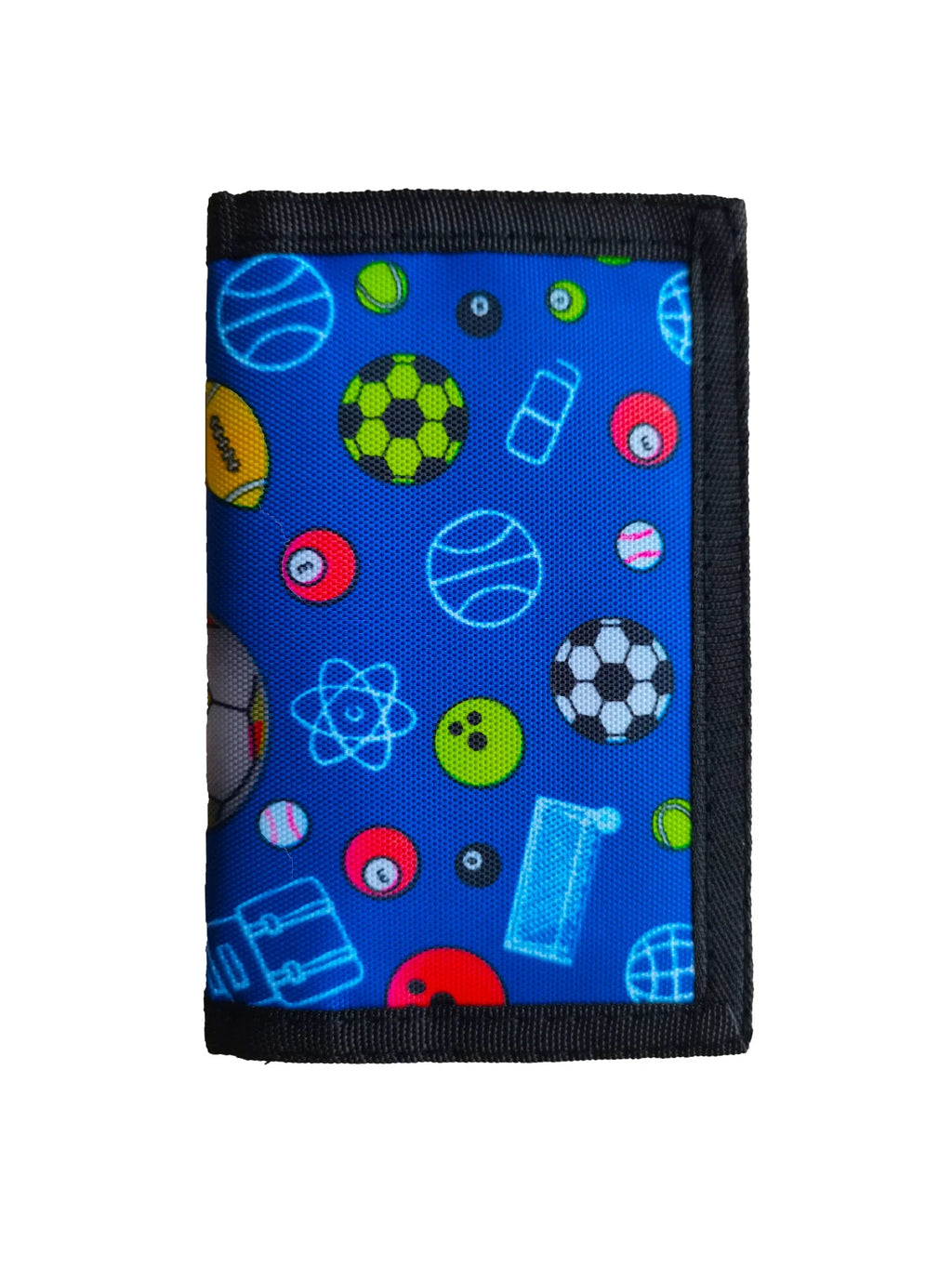 Portefeuille enfant en polyester motif football et basketball multipoches bleu — photo 1