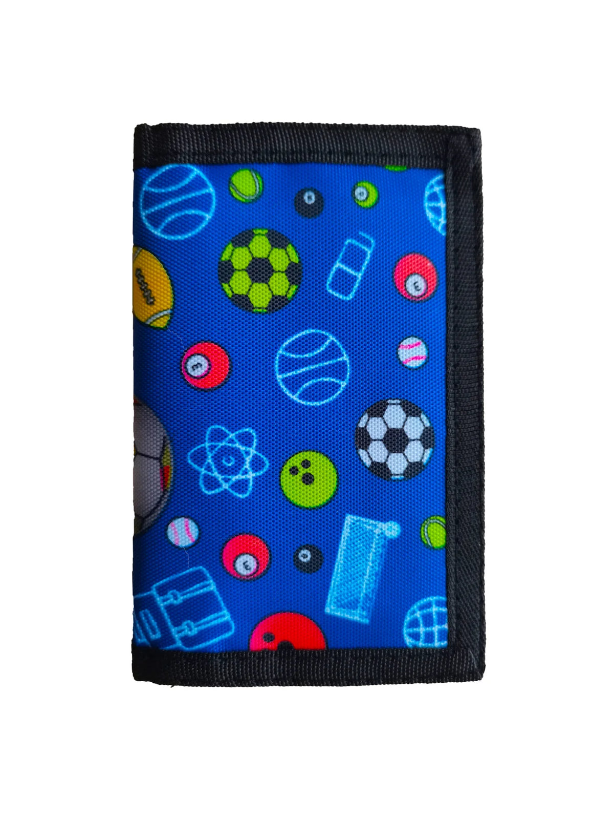 Portefeuille enfant en polyester motif football et basketball multipoches bleu — photo 1