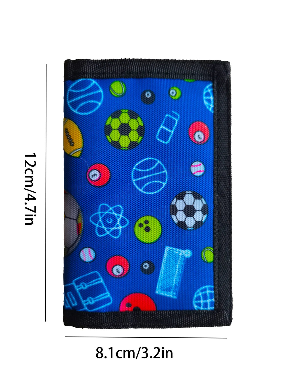 Portefeuille enfant en polyester motif football et basketball multipoches bleu — photo 2