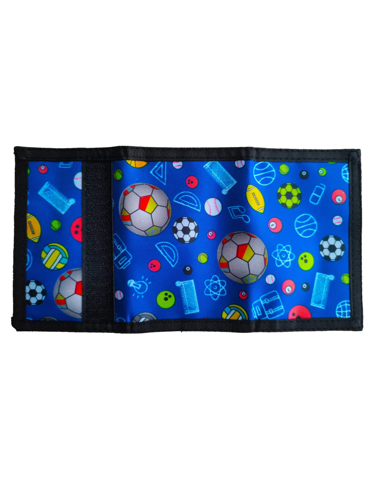 Portefeuille enfant en polyester motif football et basketball multipoches bleu — photo 3